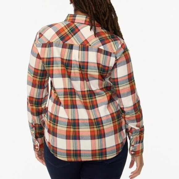 J Crew Women's Plaid Button Front Shirt Flannel 100% Cotton Size 3X - Picture 7 of 8